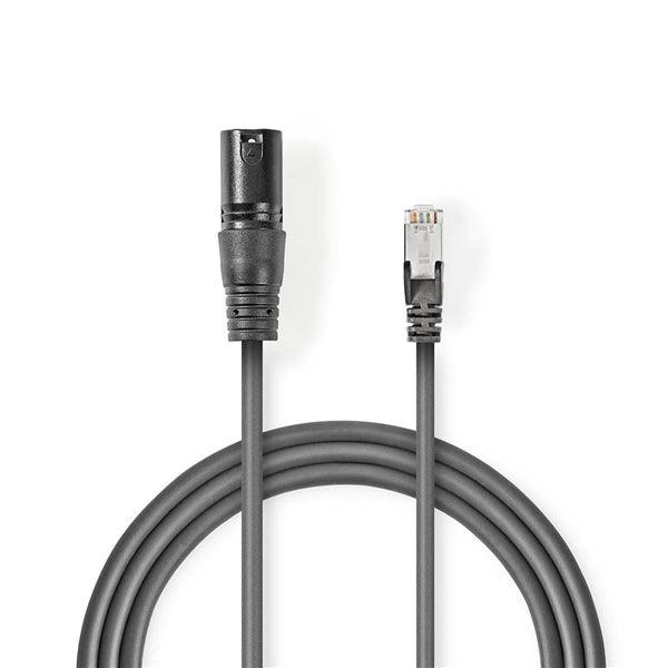 DMX-Adapterkabel | XLR 3-Pin Stecker | RJ45 Stecker | Vernickelt | 0.30 m | rund | PVC | Dunkelgrau | Plastikbeutel - handy.ch