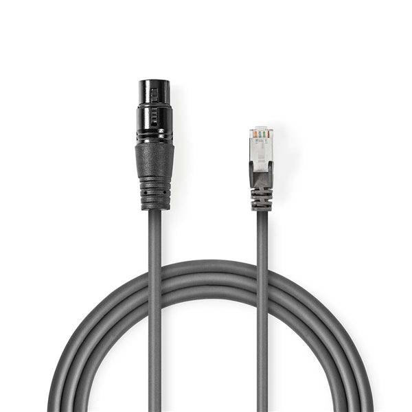 DMX-Adapterkabel | XLR 3-Pin Buchse | RJ45 Stecker | Vernickelt | 0.30 m | rund | PVC | Dunkelgrau | Plastikbeutel - handy.ch