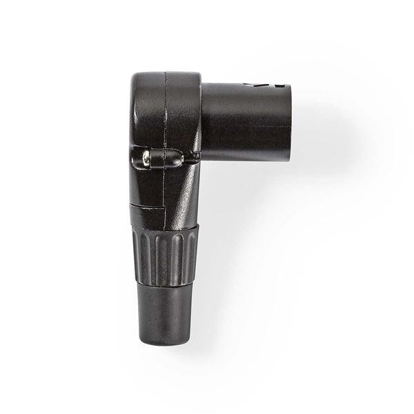XLR-Anschluss | Abgewinkelt | Stecker | Vernickelt | Lötung | Kabeleingangsdurchmesser: 5.0 mm | Metall | Schwarz | 1 Stück | Plastikbeutel - handy.ch