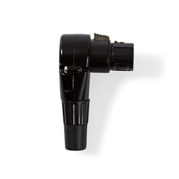 XLR-Anschluss | Abgewinkelt | Buchse | Vernickelt | Lötung | Kabeleingangsdurchmesser: 5.0 mm | Metall | Schwarz | 1 Stück | Plastikbeutel - handy.ch