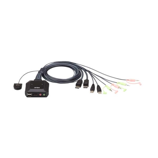 2-Port USB DisplayPort Kabel KVM Switch mit Remote-Port-Wähler - handy.ch