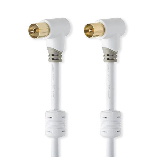 Koaxial Kabel | IEC (Coax) Stecker | IEC (Coax) Buchse | Vergoldet | 100 dB | 75 Ohm | Doppelt geschirmt | 1.00 m | Rund | PVC | Weiss | Box - handy.ch