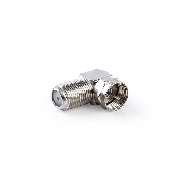 Satelliten- und Antennenadapter | F Stecker | F Buchse | Vernickelt | 75 Ohm | 90° abgewinkelt | Metall | Silber | 10 Stück | Umschlag - handy.ch