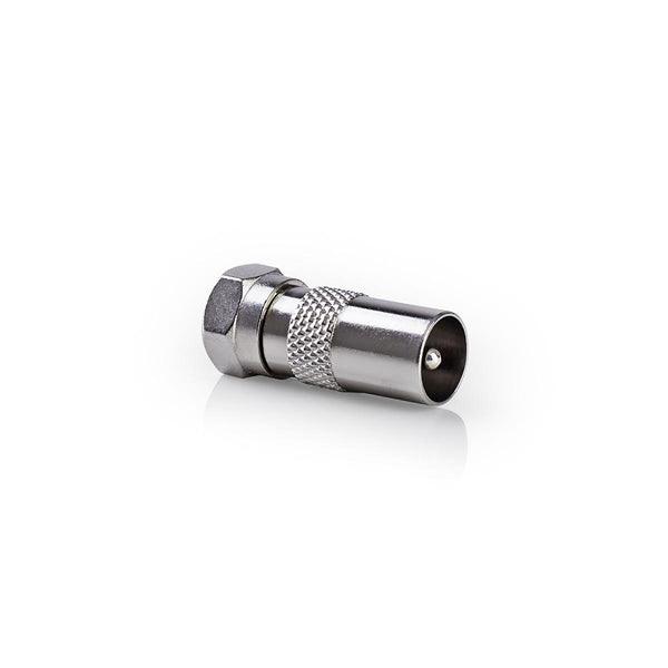 Satelliten- und Antennenadapter | F Stecker | IEC (Coax) Stecker | Vernickelt | 75 Ohm | Gerade | Metall | Silber | 10 Stück | Umschlag - handy.ch