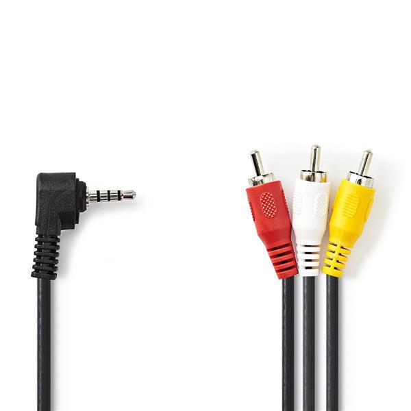 Audio-Video-Kabel | 3.5 mm Stecker | 3x Cinch-Stecker | Vernickelt | 2.00 m | Rund | PVC | Schwarz - handy.ch