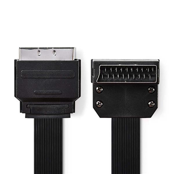 SCART-Kabel | SCART Stecker | SCART Stecker | Vernickelt | 480p | 2.00 m | Flach | PVC | Schwarz | Umschlag - handy.ch