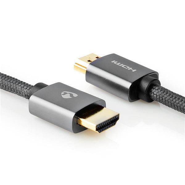 High Speed ??HDMI Kabel mit Ethernet | HDMI Stecker | HDMI Stecker | 4K@60Hz | ARC | 18 Gbps | 0.50 m | Rund | Baumwolle | Grau / Gun Metal Grau | Verpackung mit Sichtfenster - handy.ch