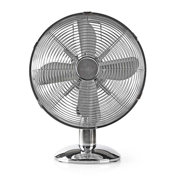 Tischventilator | Netzstromversorgung | Durchmesser: 300 mm | 35 W | Oszillation | 3-Geschwindigkeitsstufen | Chrom - handy.ch