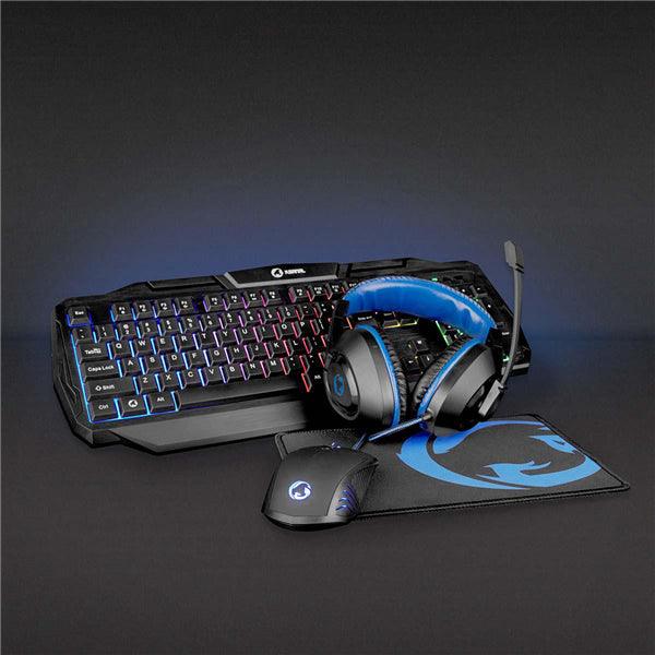 Gaming Combo Kit | 4-in-1 | Tastatur Headset Maus und Mauspad | Blau / Schwarz | QWERTY | ES-Layout - handy.ch