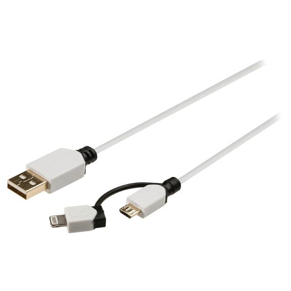 2-in-1-Sync und Ladekabel USB A male - Micro-B male 1.00 m Weiss + Lightning-Adapter - handy.ch