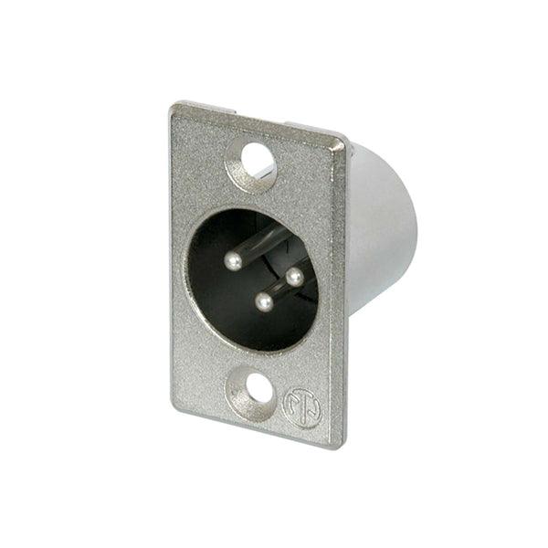 3 poliger XLR Chassisstecker Lötanschlüsse vernickeltes Gehäuse - handy.ch