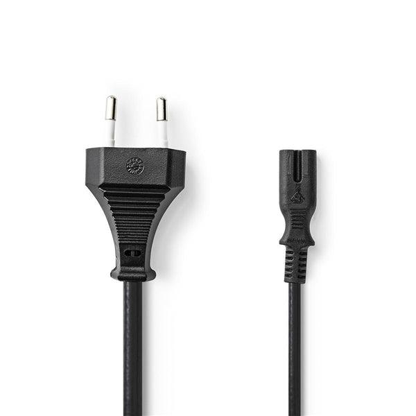 Stromkabel | Euro Männlich | IEC-320-C7 | Gerade | Gerade | Vernickelt | 3.00 m | Flach | PVC | Schwarz | Box - handy.ch