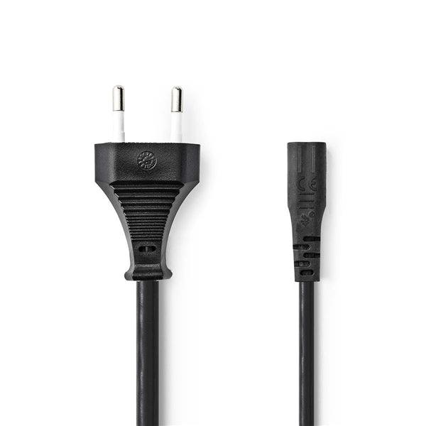 Stromkabel | Euro Männlich | IEC-320-C1 | Gerade | Gerade | Vernickelt | 3.00 m | Flach | PVC | Schwarz | Plastikbeutel - handy.ch