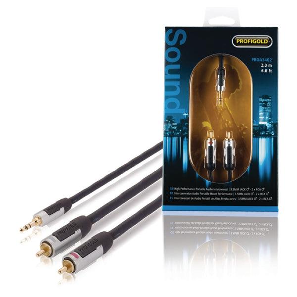 Stereo-Audiokabel 3.5 mm male - 2x RCA male 2.00 m Anthrazit - handy.ch