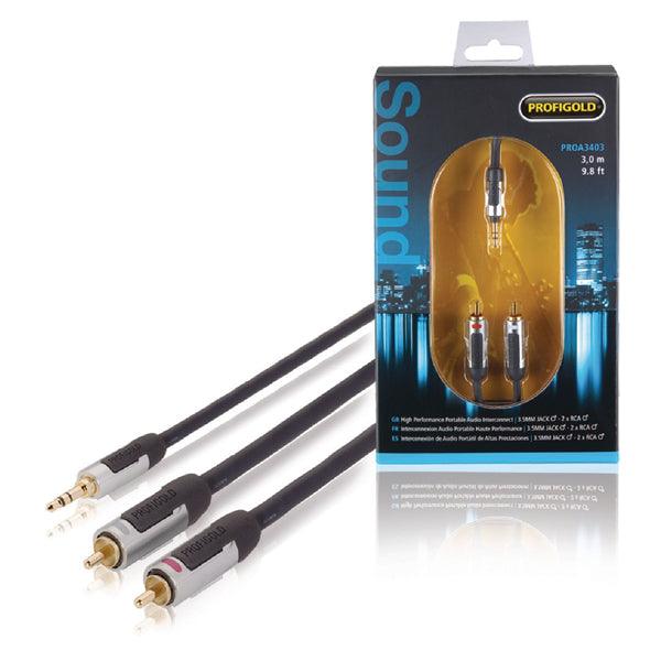 Stereo-Audiokabel 3.5 mm male - 2x RCA male 3.00 m Anthrazit - handy.ch