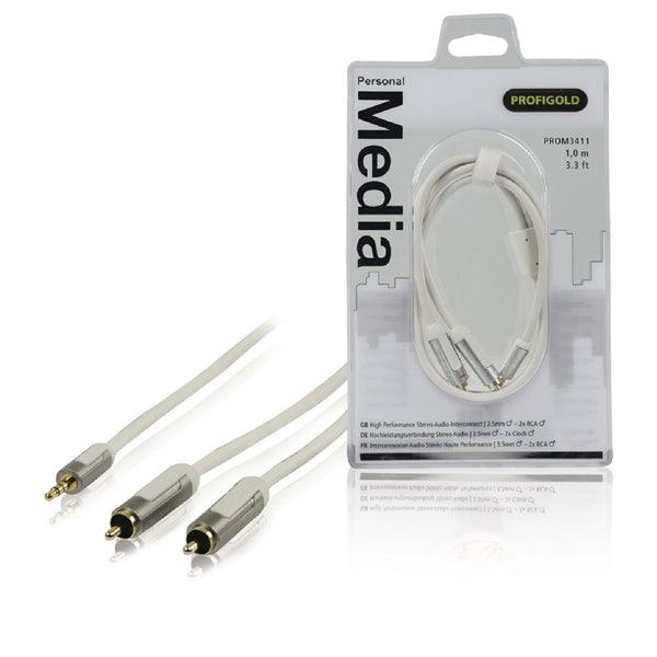 Stereo-Audiokabel 3.5 mm male - 2x RCA male 1.00 m Weiss - handy.ch