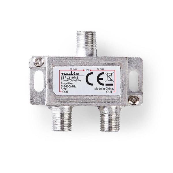 Satelliten-Splitter | 5 - 2400 MHz | 6.5 dB | Anzahl Eingänge: 1 | Anzahl der Ausgänge: 2 | Impedanz: 75 Ohm | Zink | Silber - handy.ch