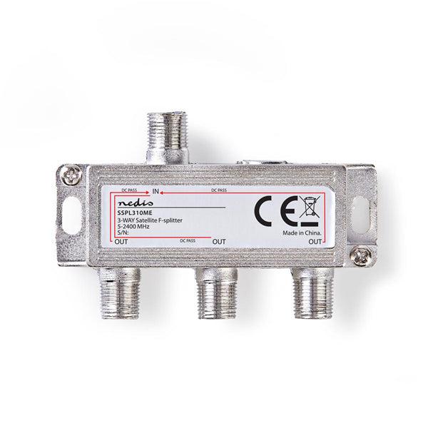 Satelliten-Splitter | 5 - 2400 MHz | 10.5 dB | Anzahl Eingänge: 1 | Anzahl der Ausgänge: 3 | Impedanz: 75 Ohm | Zink | Silber - handy.ch