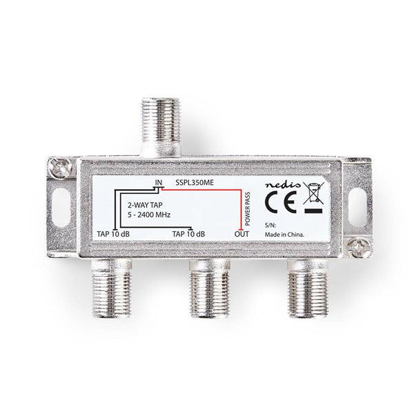 Satelliten-Splitter | 5-2400 MHz | 10.0 dB | Anzahl Eingänge: 1 | Anzahl der Ausgänge: 2 | Impedanz: 75 Ohm | Zink | Silber - handy.ch