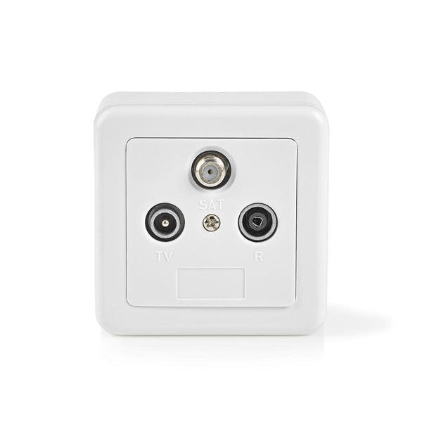 Antennen Enddose | 1x F-Buchse / 1x IEC-Buchse / 1x IEC-Stecker | 75 Ohm | Return path | Silber / Weiss - handy.ch