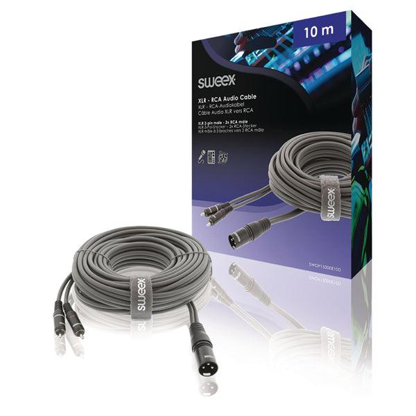 XLR-Stereokabel XLR 3-pol male - 2x RCA male 10.0 m Dunkelgrau - handy.ch