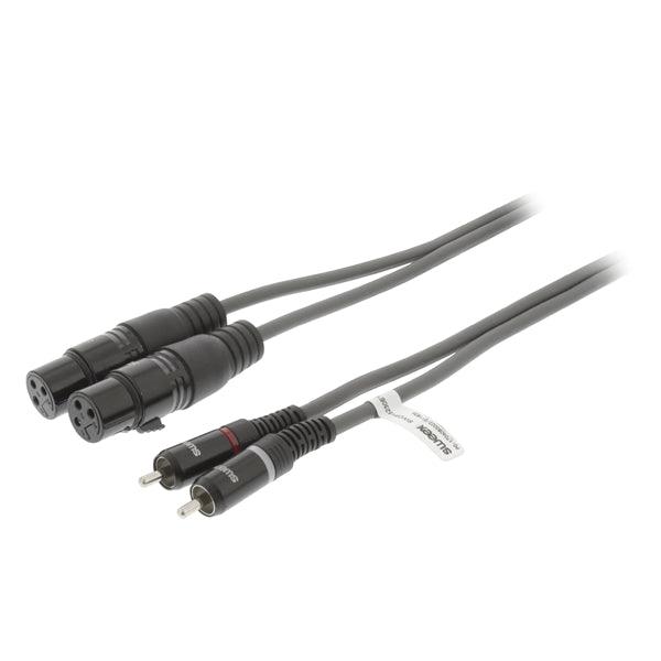 XLR-Stereokabel 2x XLR 3-pol female - 2x RCA male 3.0 m Dunkelgrau - handy.ch