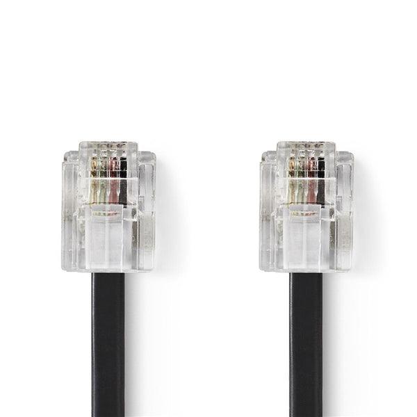 Telefonkabel | RJ11 Stecker | RJ11 Stecker | 10.0 m | Kabeldesign: Flach | Beschichtung: Vergoldet | Kabeltyp: RJ11 | Schwarz - handy.ch