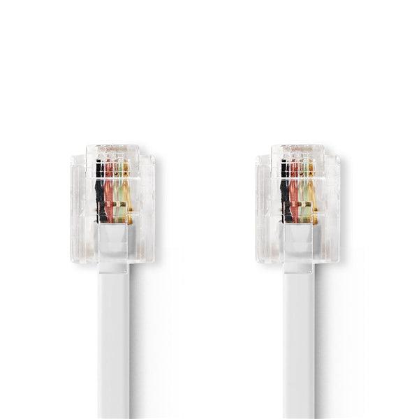 Telefonkabel | RJ11 Stecker | RJ11 Stecker | 10.0 m | Kabeldesign: Flach | Beschichtung: Vergoldet | Kabeltyp: RJ11 | Weiss - handy.ch
