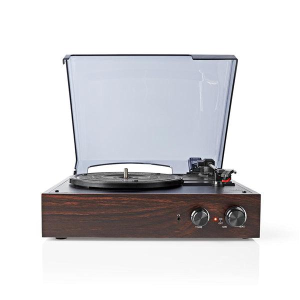 Plattenspieler | 33 / 45 / 78 U/min | Riemenantrieb | 1x Stereo RCA | 18 W | Eingebauter (Vor) Verstärker | MP3-Konvertierung | ABS / MDF | Braun - handy.ch
