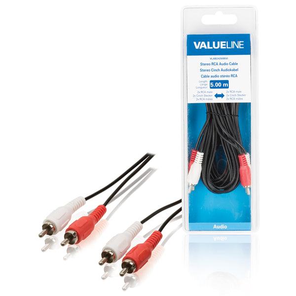 Stereo-Audiokabel 2x RCA male - 2x RCA male 5.00 m Schwarz - handy.ch