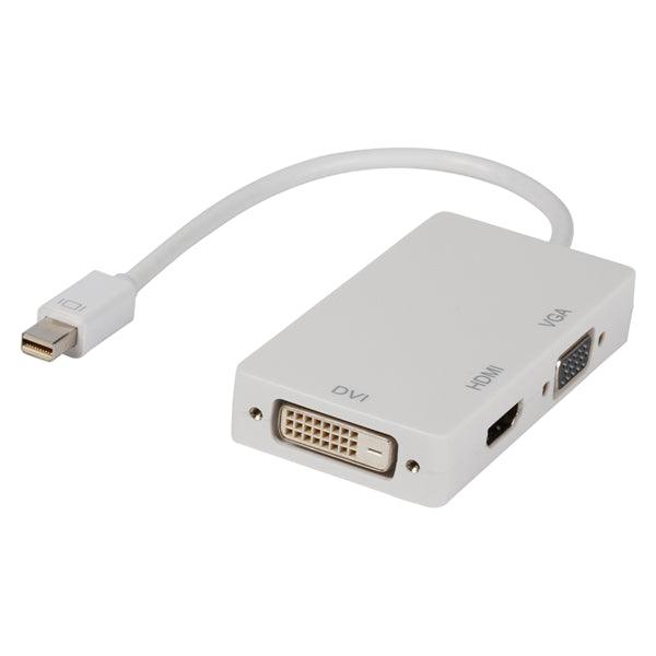 Mini Displayport-Kabel Mini Displayport Stecker - VGA female / DVI-D 24+1p Buchse + HDMI Eingang 0.20 m Weiss - handy.ch
