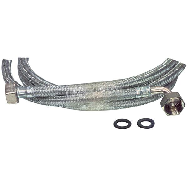 Zulaufschlauch Metall 1/2 Zoll gerade - 3/4'' abgewinkelt 10 bar 90 °C 1.50 m - handy.ch