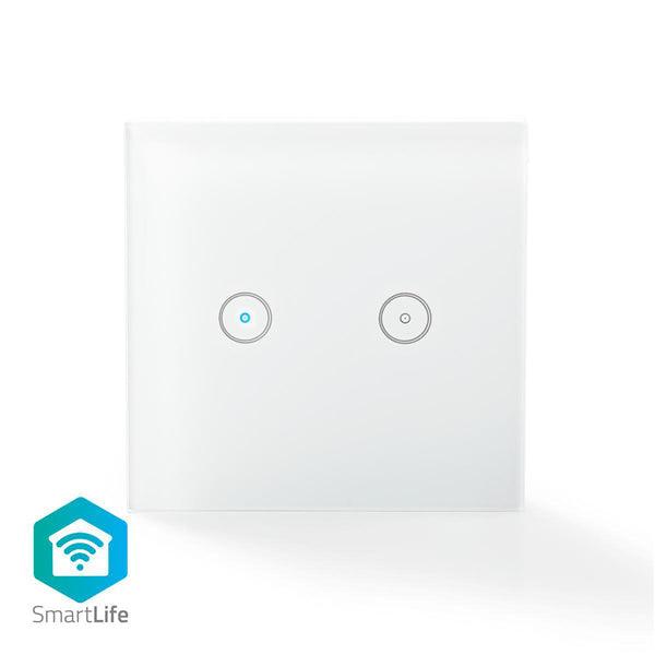 SmartLife Wandschalter | Wi-Fi | Dual | Wandhalterung | 1000 W | Android / IOS | Glas | Weiss - handy.ch