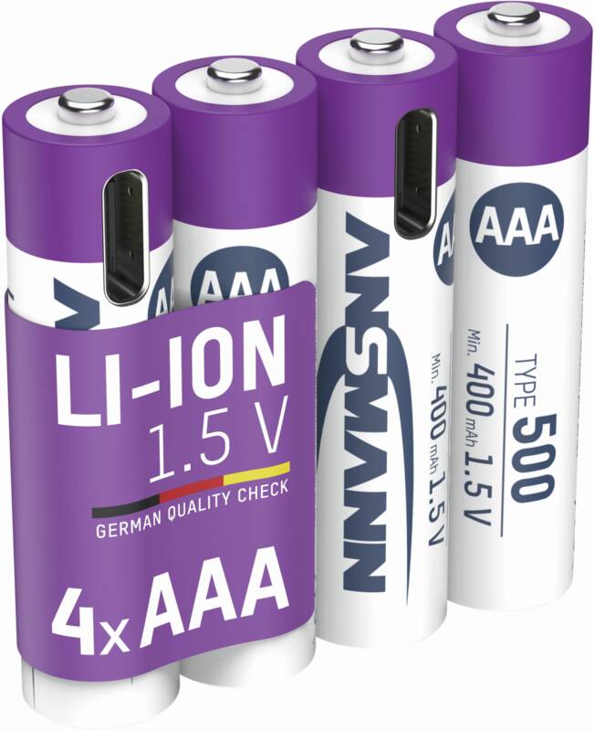 Li-Ion Akkus Micro AAA Typ 500 (min. 400 mAh) 4er Karton