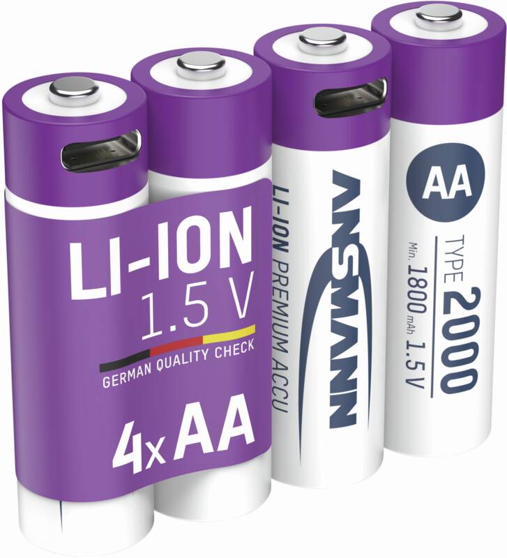 Li-Ion Akkus Mignon AA Typ 2000 (min. 1800 mAh) 4er Karton