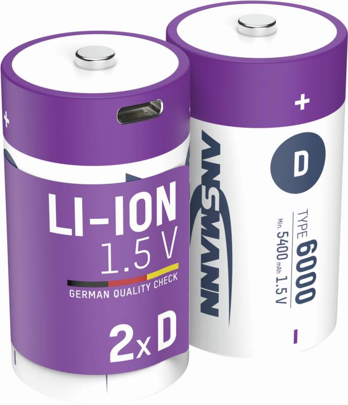 Li-Ion Akkus Mono D Typ 6000 (min. 5400 mAh) 2er Karton