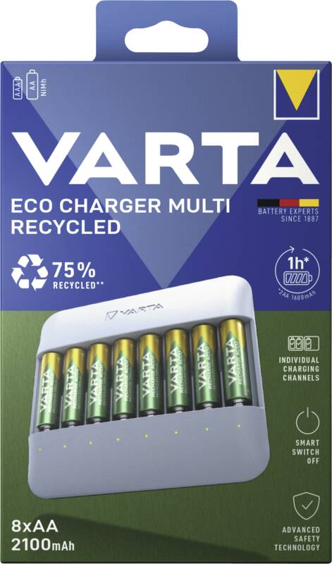 Eco Charger Multi Recycled 8x AA 2100mAh