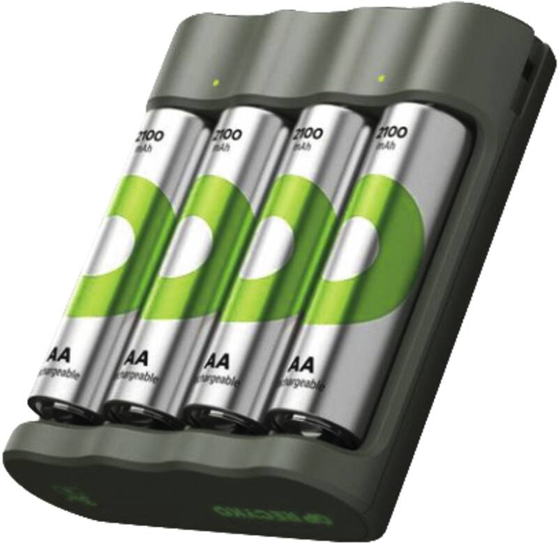 USB-Ladegerät GP B421,  inkl. 4 x ReCyko AA 2100 mAh
