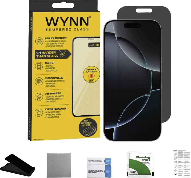 3D Privacy Schutzglas iPhone 16 Pro - 30° 2-Weg Schutz