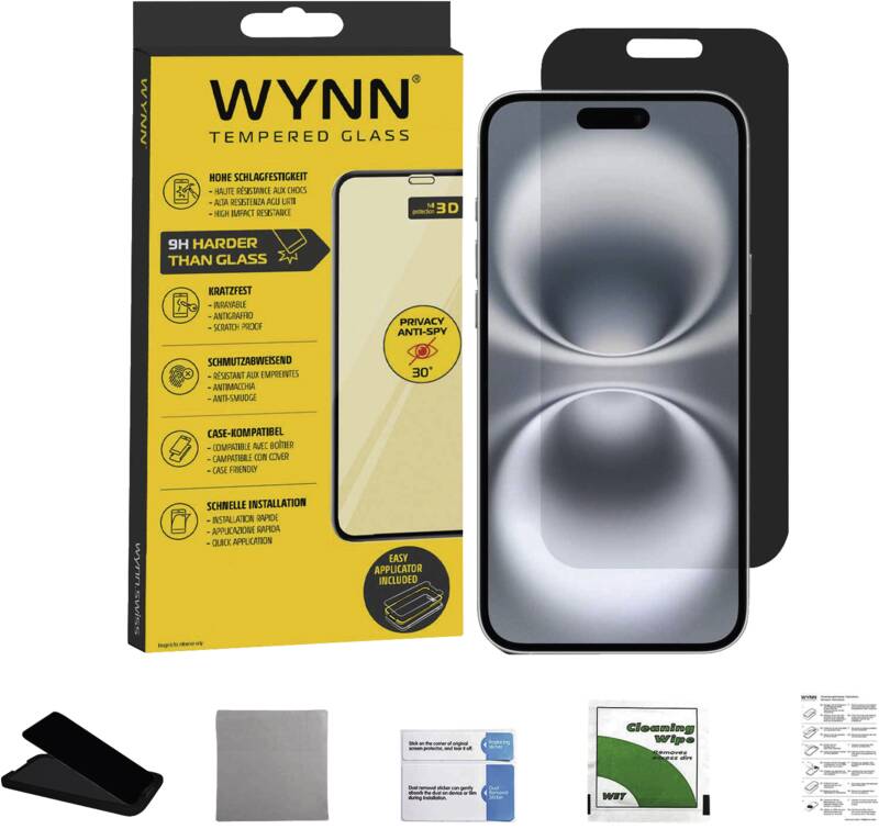 3D Privacy Schutzglas iPhone 16 Plus - 30° 2-Weg Schutz