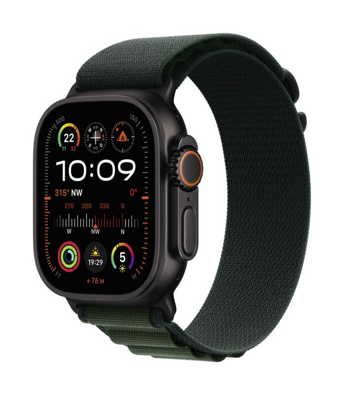 Watch Ultra 2, GPS + Cellular, 49mm, Titan, Gr. M, dunkelgrü