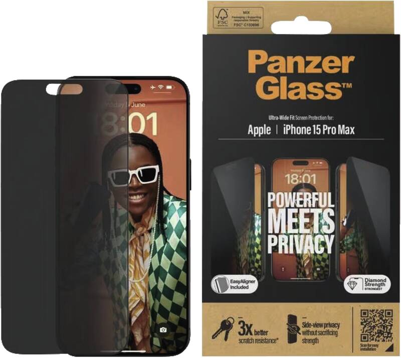 Displayschutz Ultra Wide Fit Privacy iPhone 15 Pro Max