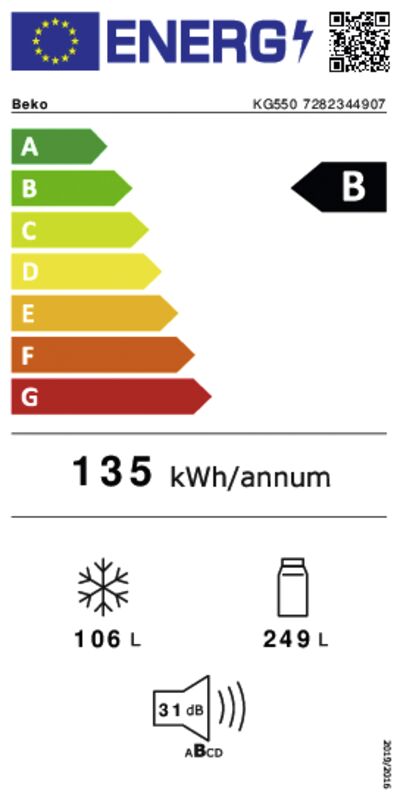 KG550, NoFrost, 355L, B