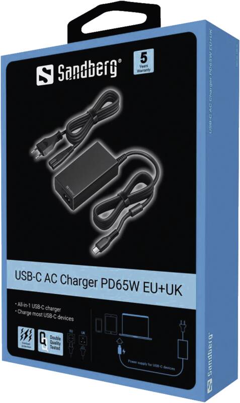 USB-C AC Charger PD65W EU+UK