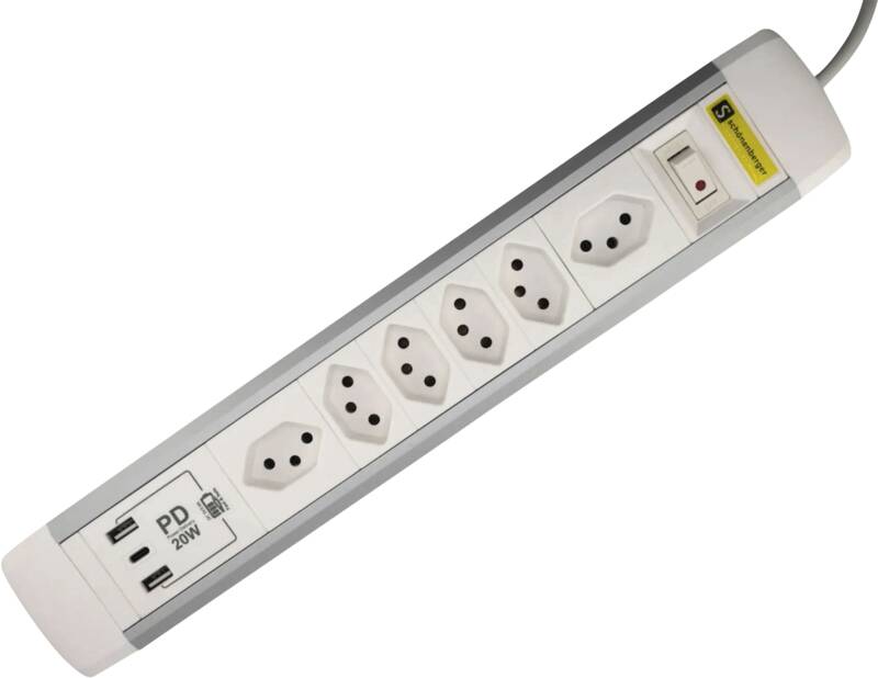 Steckleiste 6xT13, USB-A, USB-C PD 20W