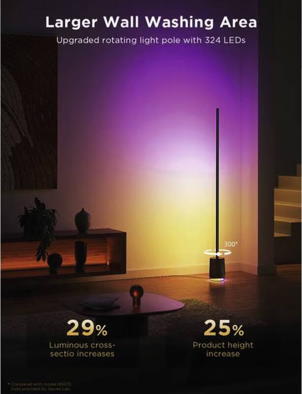 Lyra RGBICWW Eck-Stehleuchte mit Lautsprecher, Schwarz