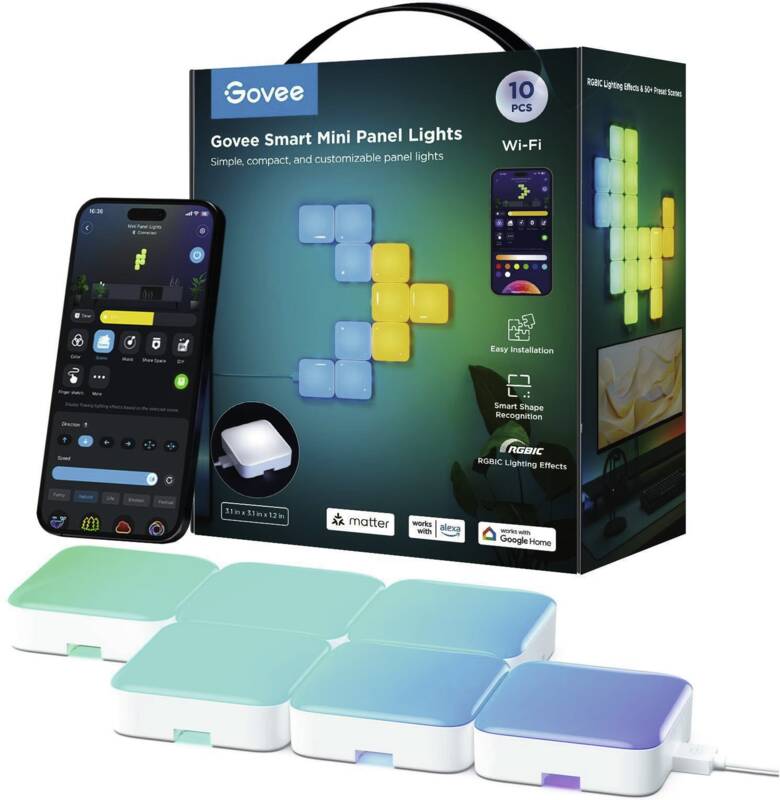 Mini Leuchtpaneele RGBIC-Segmentfarben