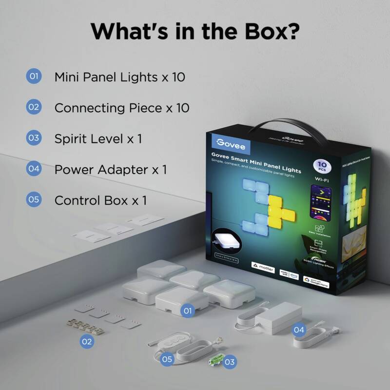 Mini Leuchtpaneele RGBIC-Segmentfarben