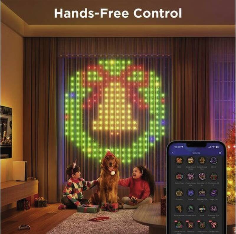 LED-Stripe Curtain Lights RGBIC, 25 Watt, 1.5 x 1.5m