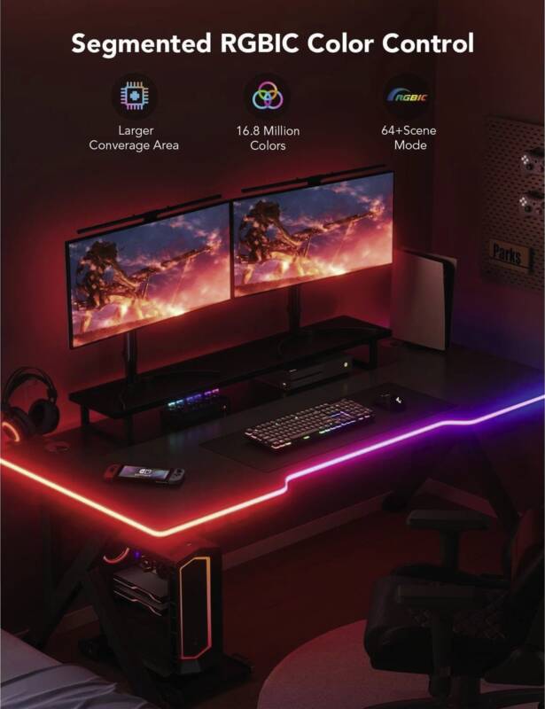 LED Stripe Neon Gaming Table Light, 3 m, RGBIC, Wi-Fi + BT